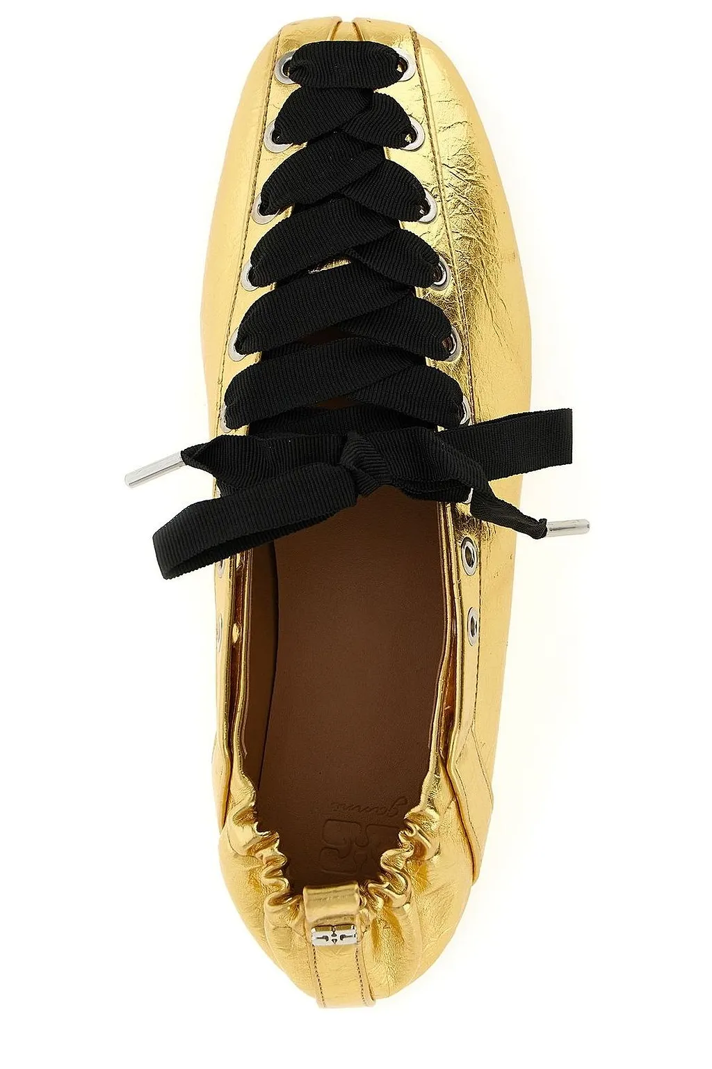 Ganni Logo Plaque Ballet Flats