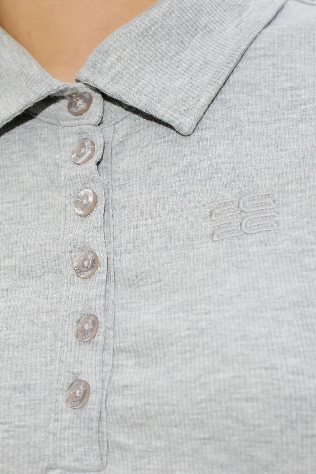Gestuz Drew Logo Embroidered Straight Hem Polo Top