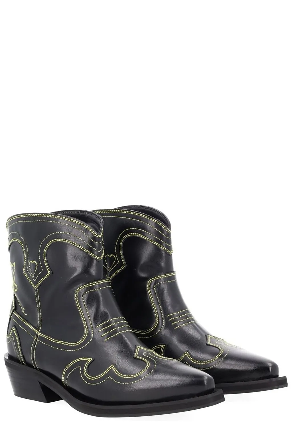 Ganni Low Shaft Embroidered Western Boots