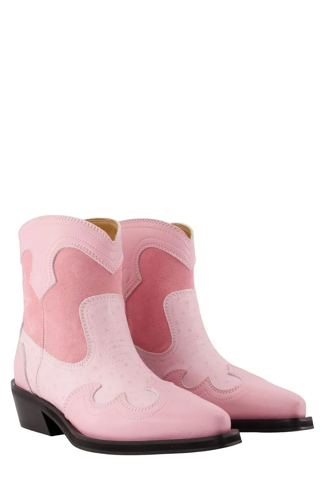 Ganni Low-Shaft Western Embroidered Boots
