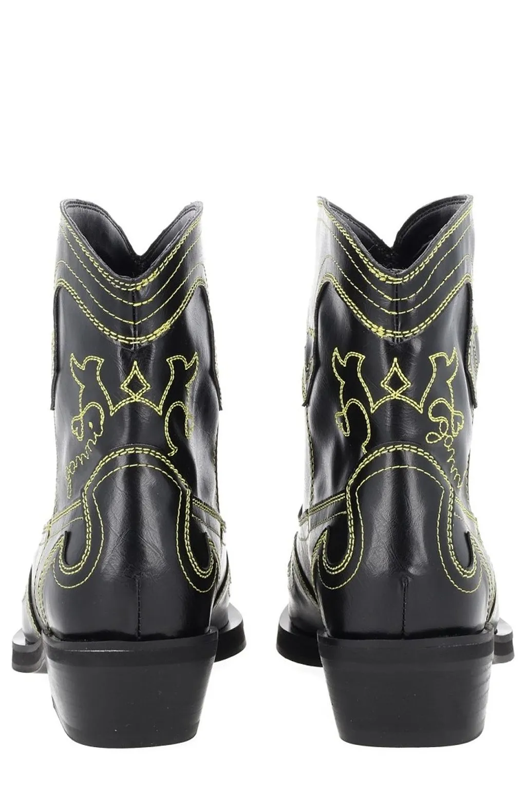 Ganni Low Shaft Embroidered Western Boots
