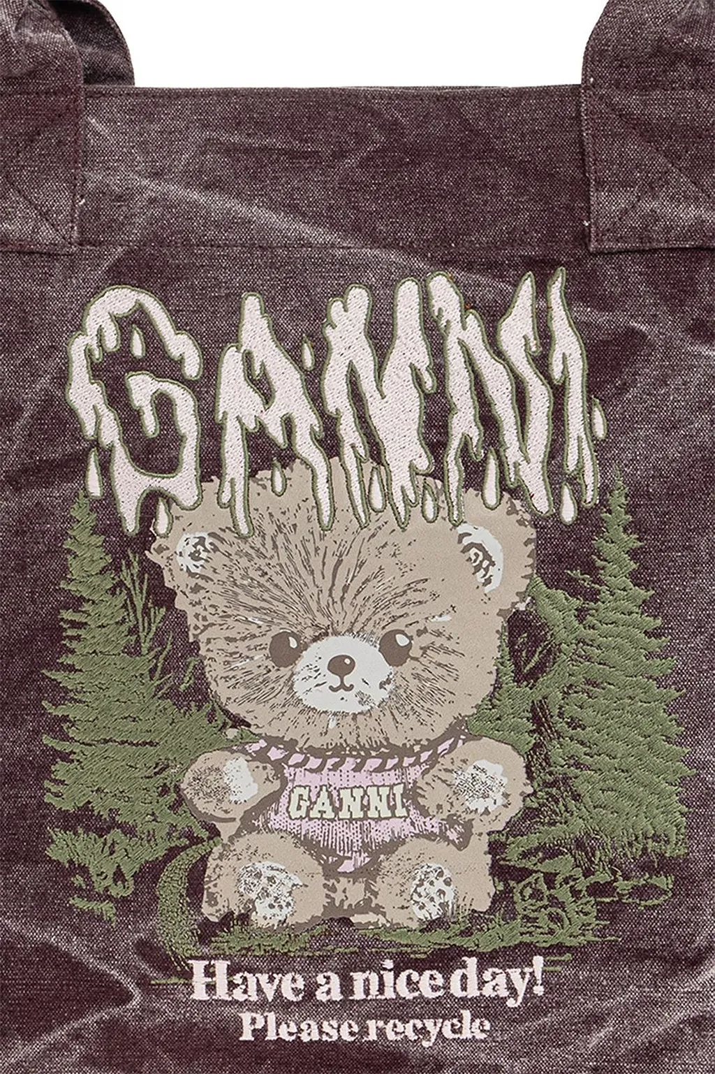 Ganni Medium Snow Teddy Bear Tote Bag