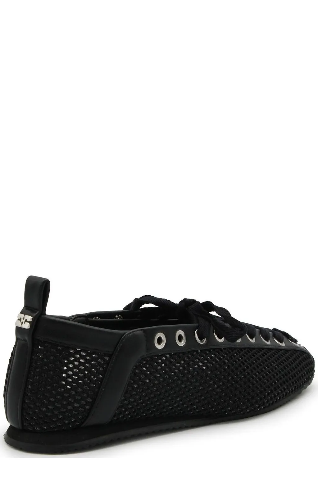 Ganni Mesh Lace-Up Flat Shoes