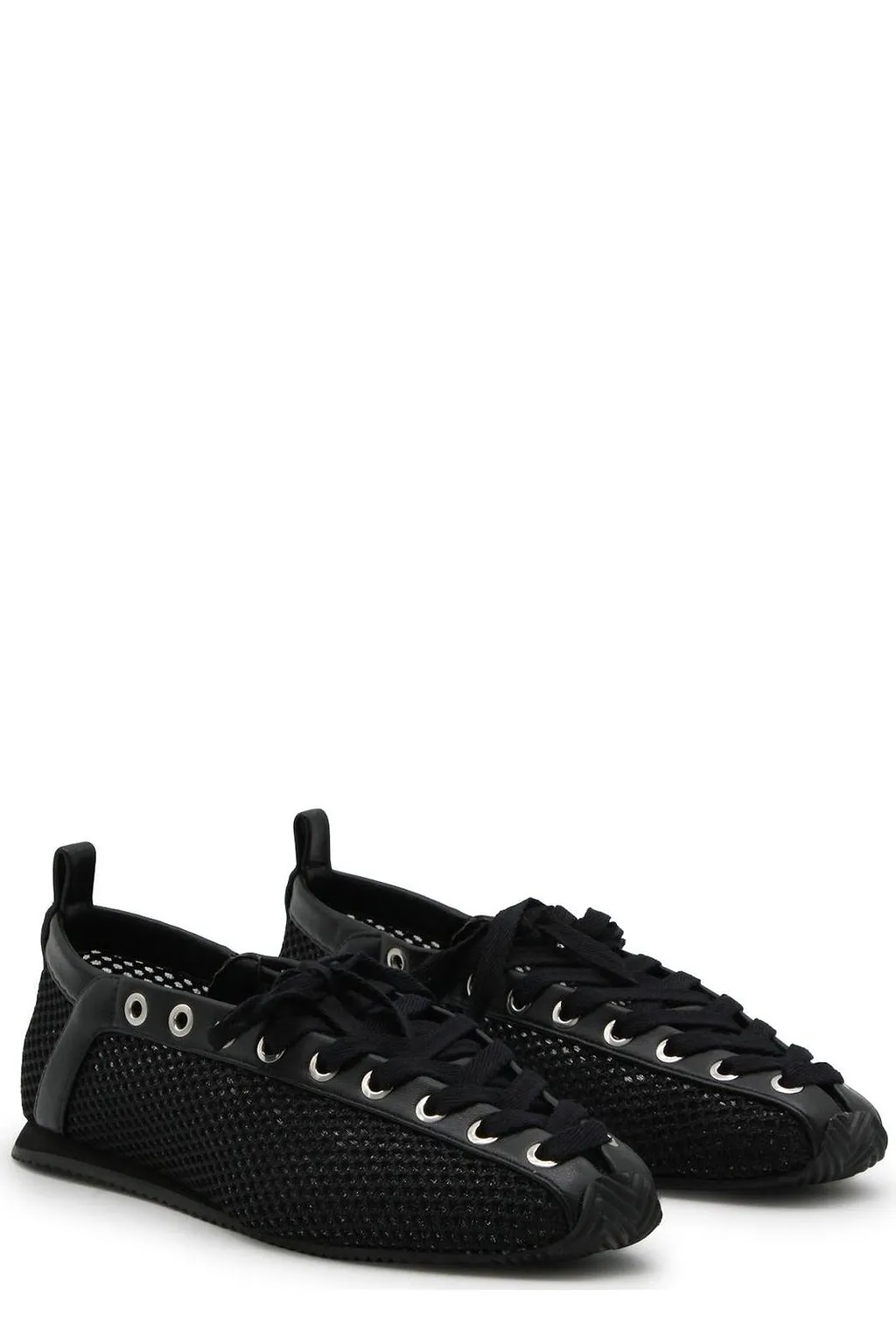 Ganni Mesh Lace-Up Flat Shoes