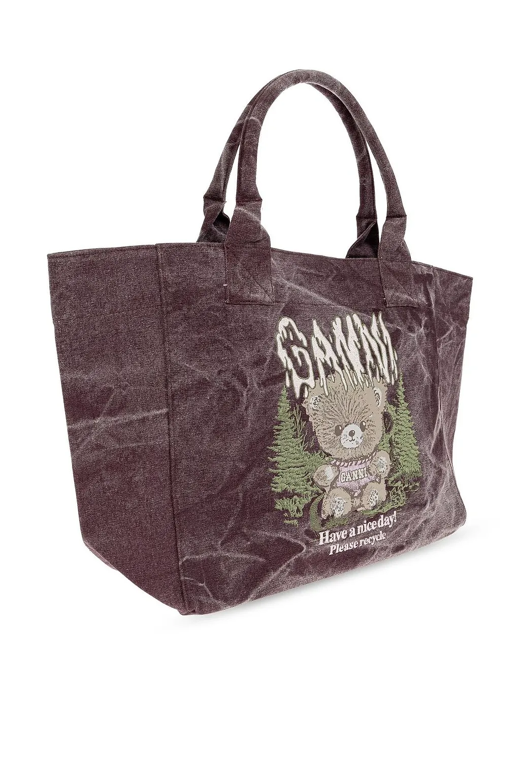 Ganni Medium Snow Teddy Bear Tote Bag
