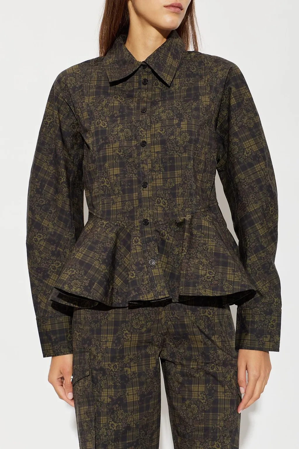 Ganni Peplum Patterned Shirt