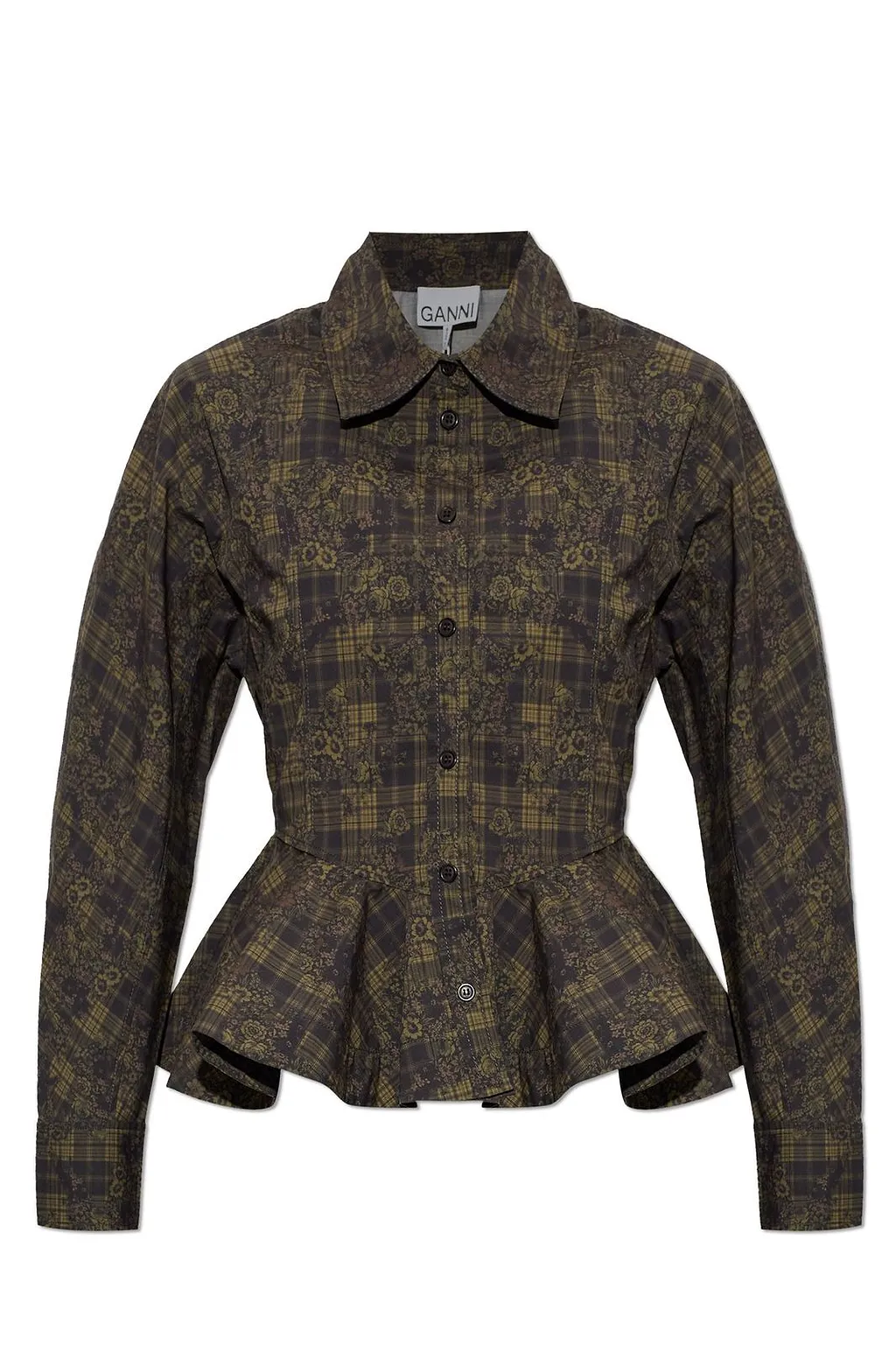 Ganni Peplum Patterned Shirt
