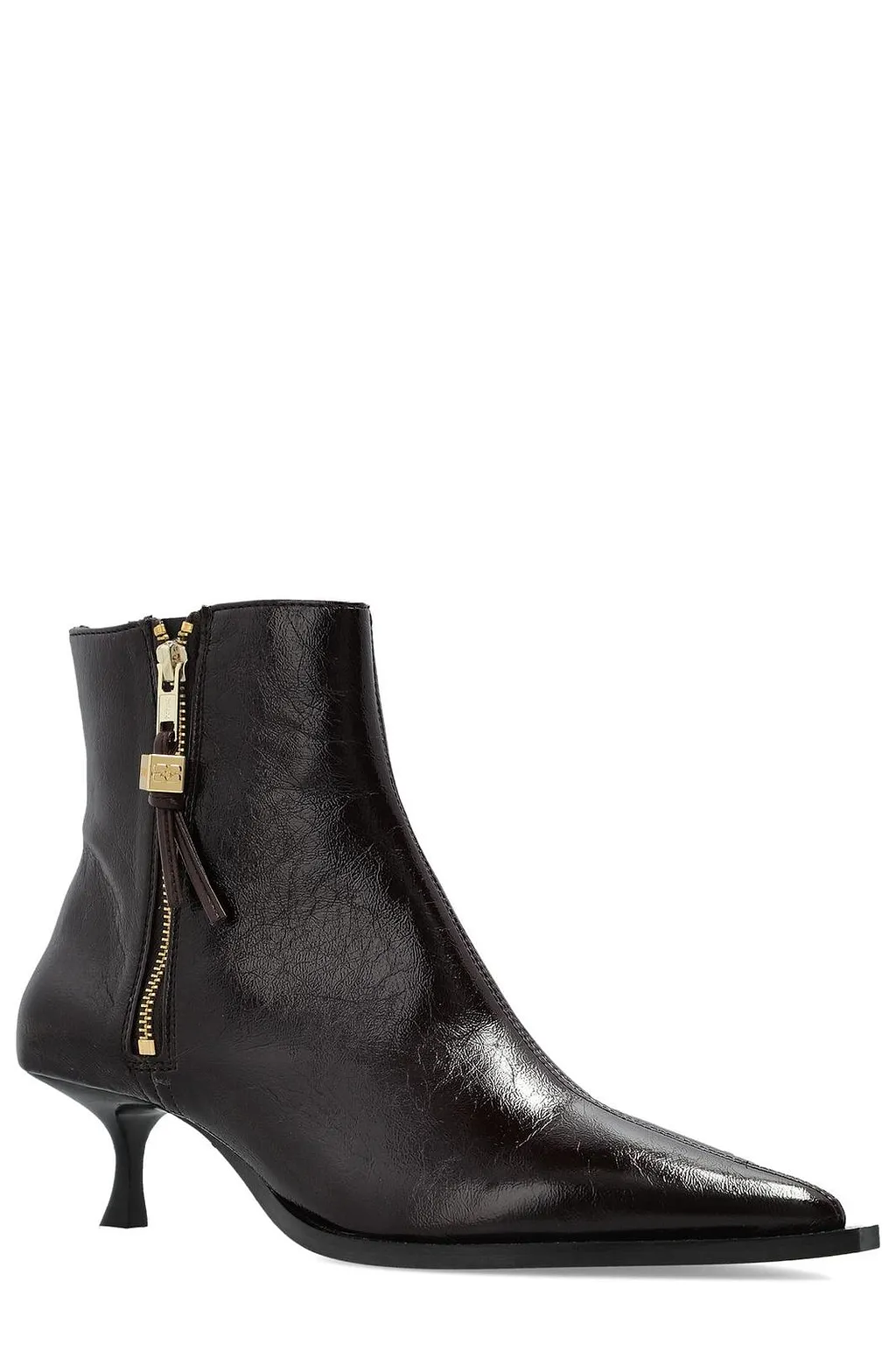 Ganni Pointed Zip Heeled Boots