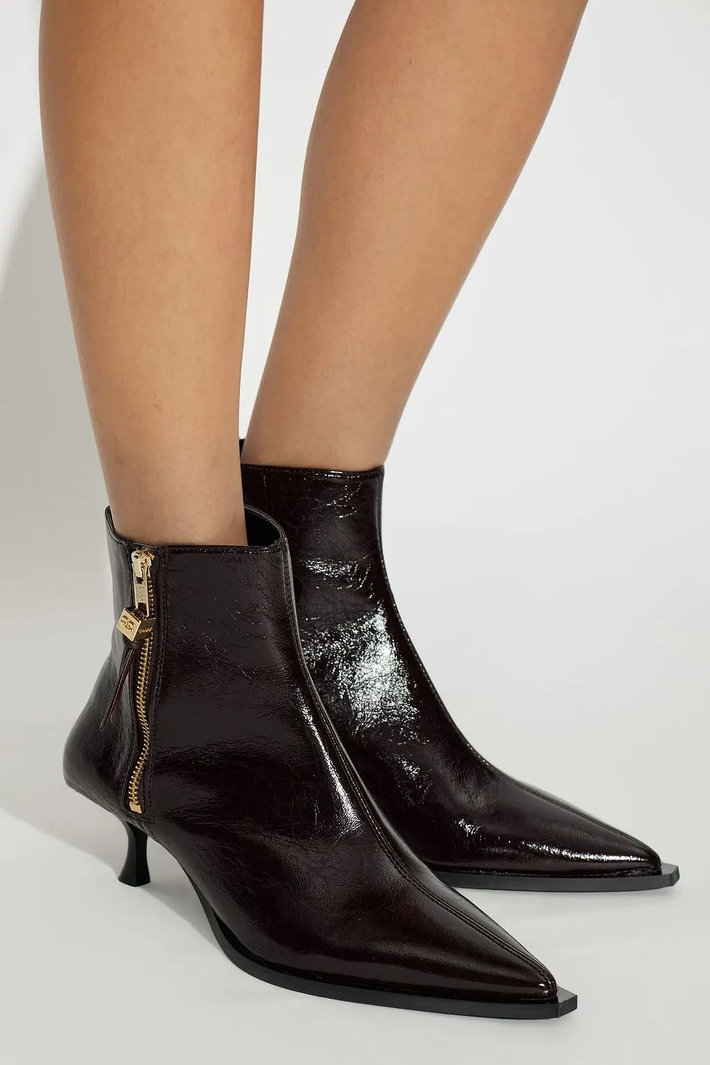 Ganni Pointed Zip Heeled Boots