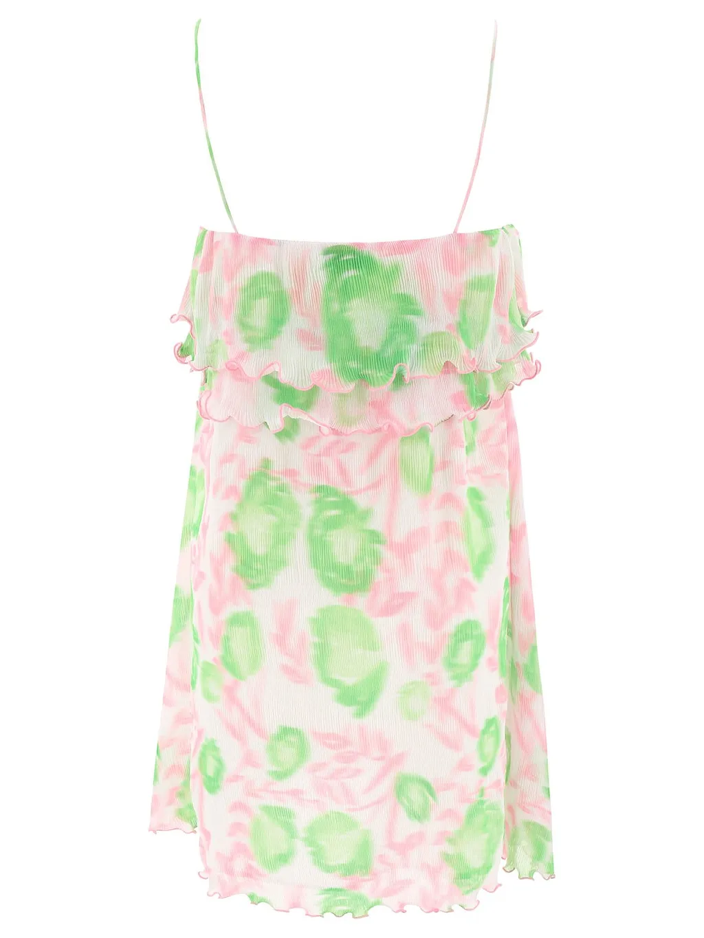 Ganni Pleated Georgette Strap Mini Dress