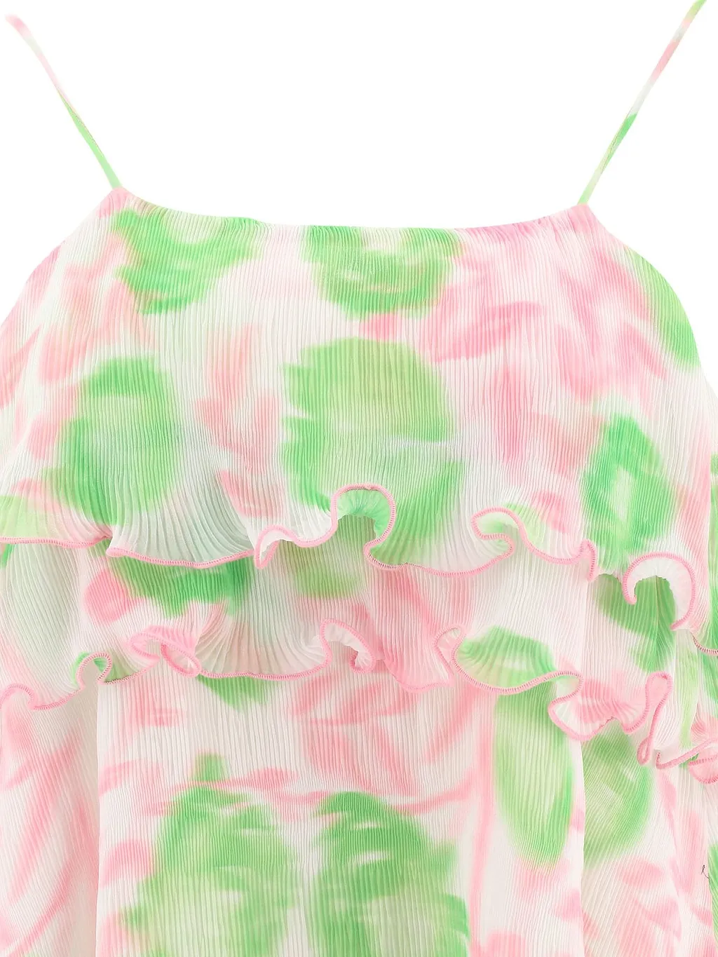Ganni Pleated Georgette Strap Mini Dress