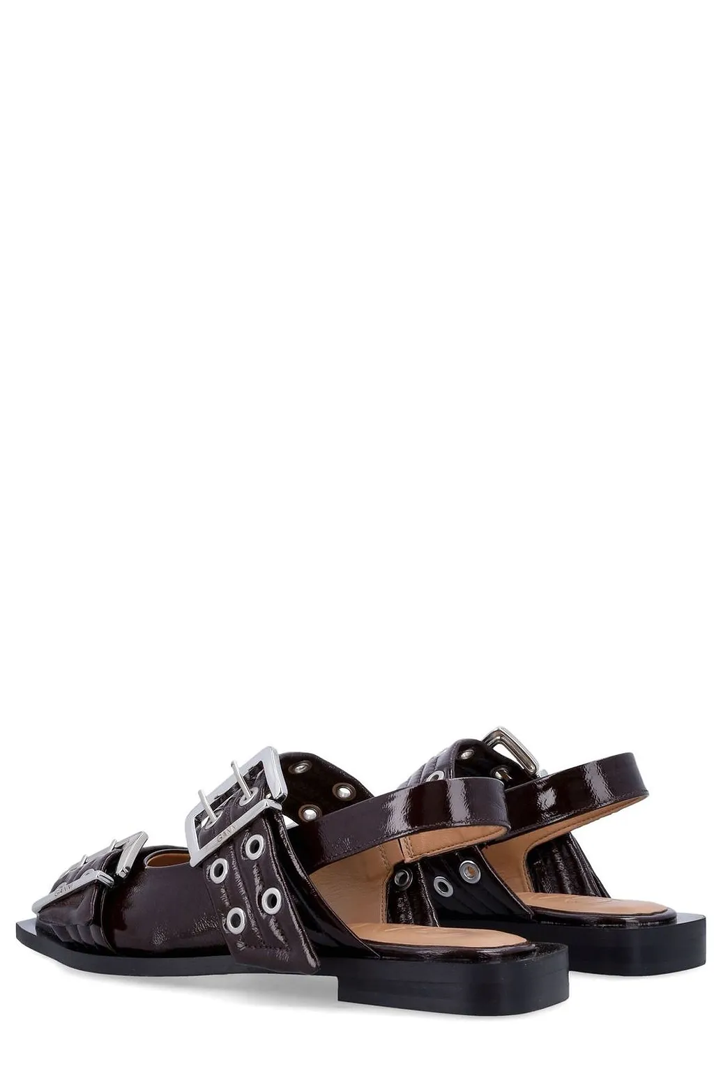 Ganni Pointed Toe Buckle Ballerinas