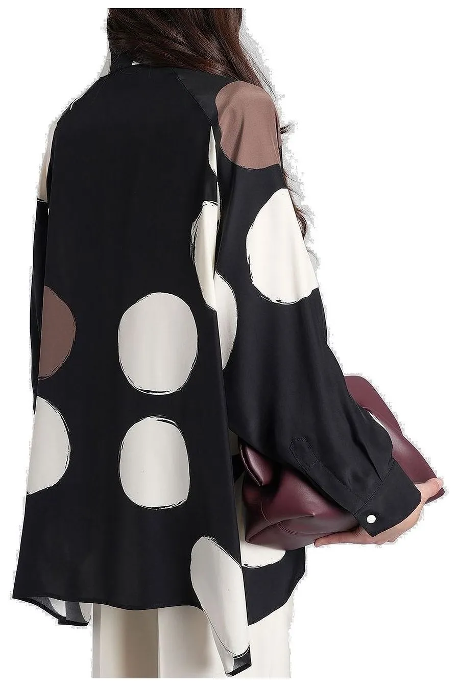 Mina Asymmetric Polka Dot Printed Shirt