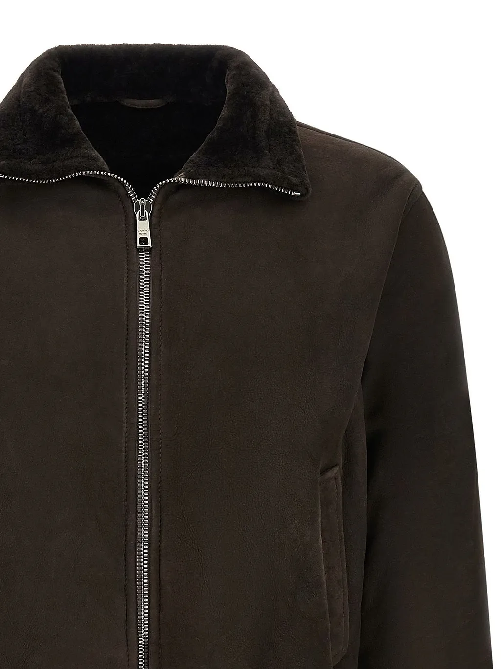 Giorgio Brato Shearling Collar Suede Jacket