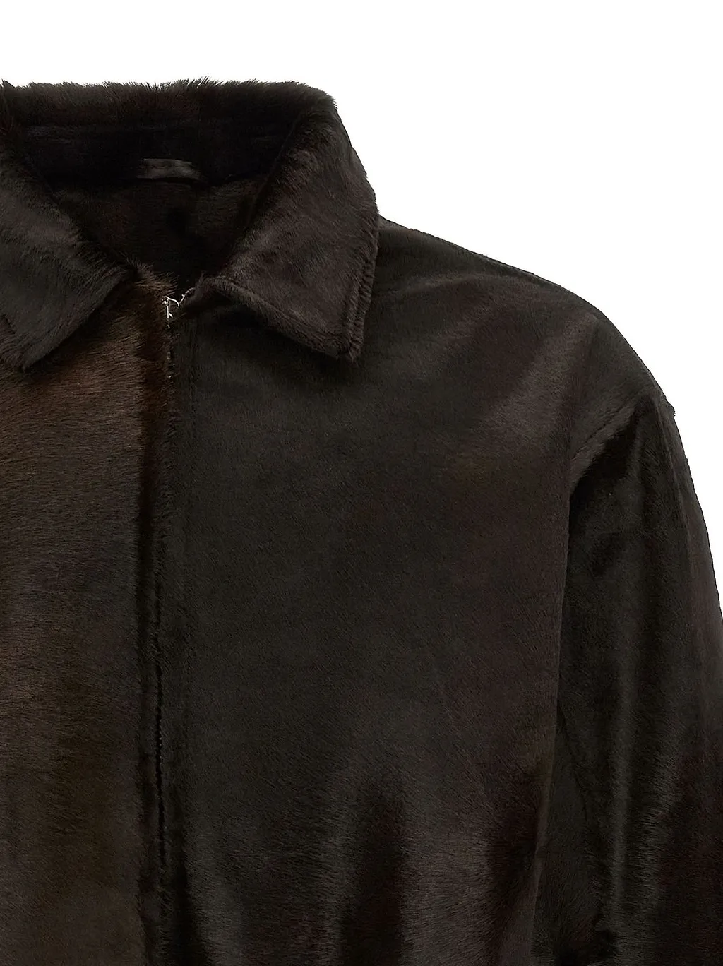 Pony Hair Effect Zip Jacket