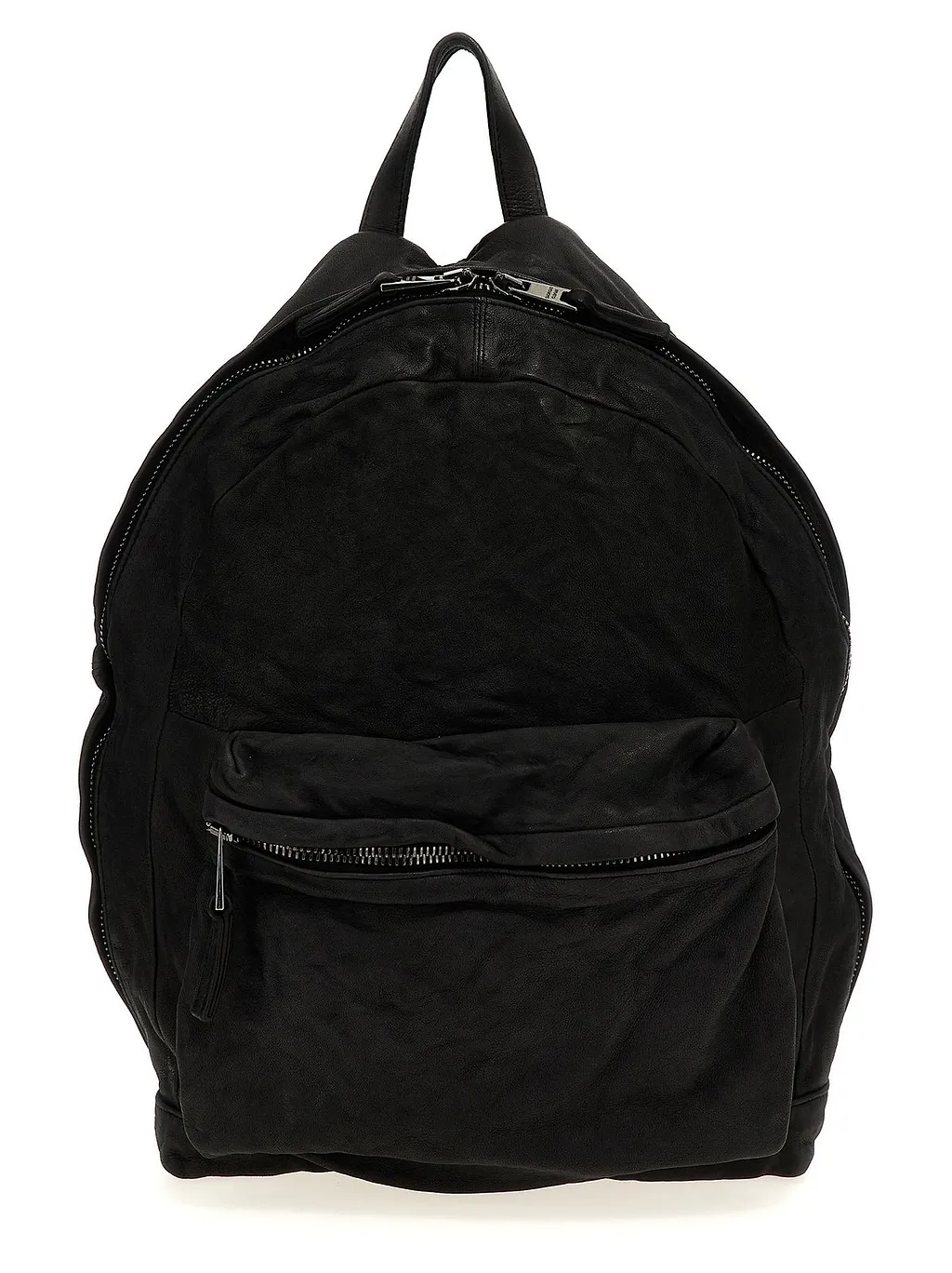 Zip Pocket Leather Backpack