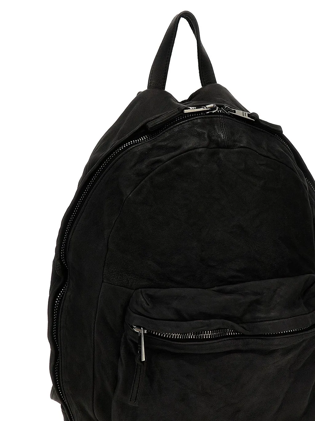 Zip Pocket Leather Backpack