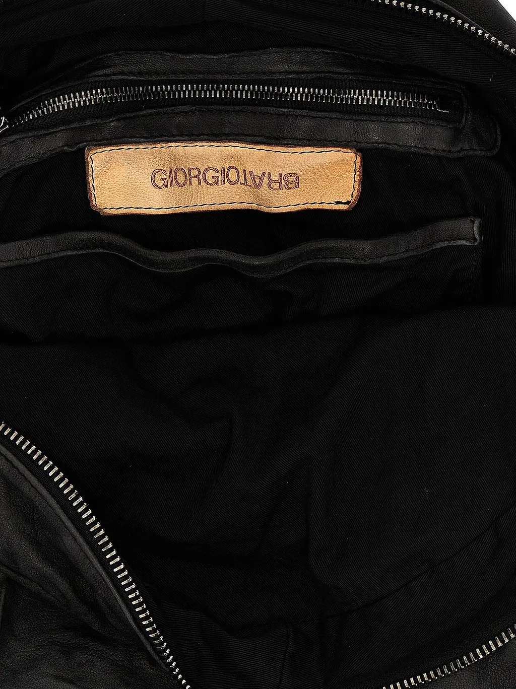 Zip Pocket Leather Backpack