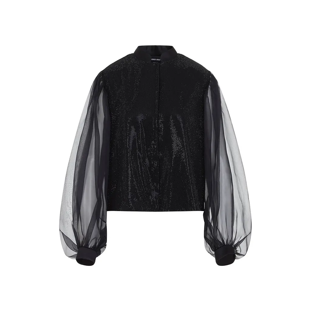 Sheer Sleeve Embroidered Top