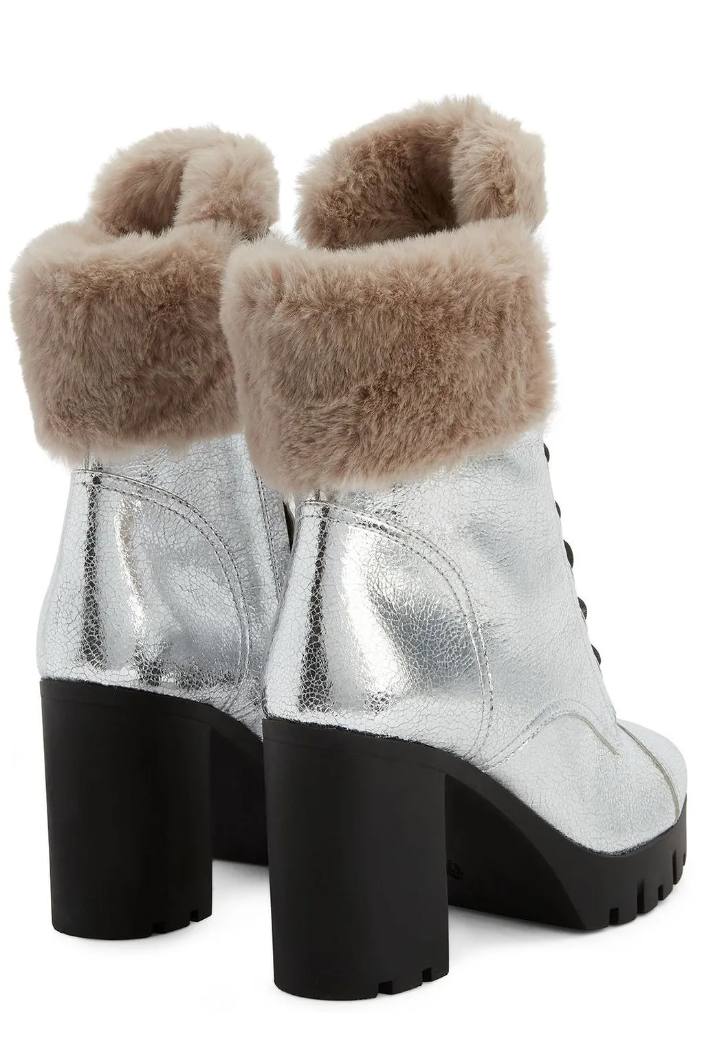 Giuseppe Zanotti Moyra Fur-Trim Lace-Up Boots