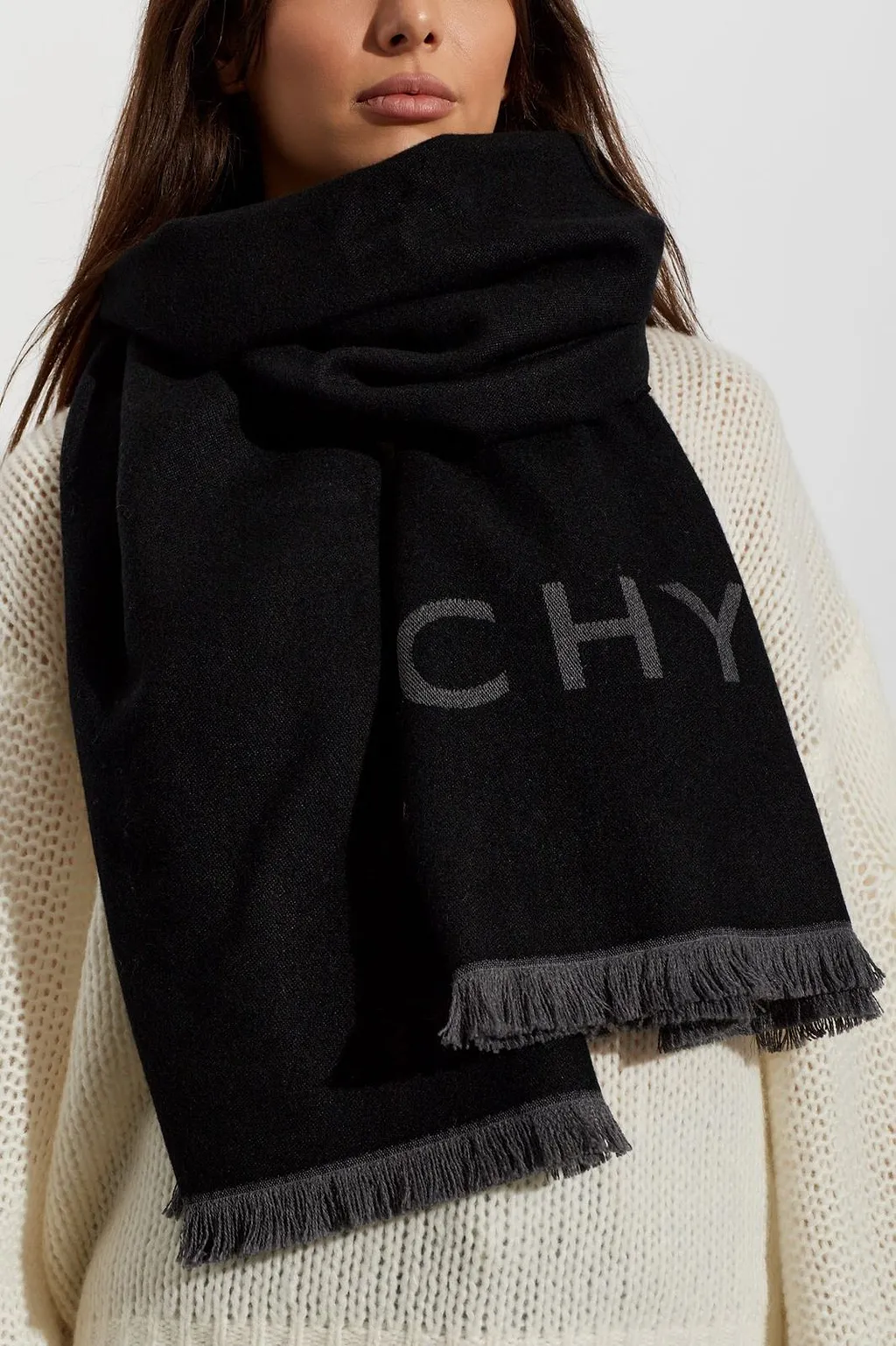 Givenchy Logo Fringe Scarf