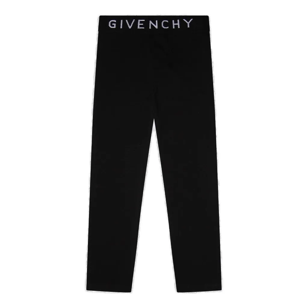 Givenchy Kids Logo Waistband Ribbed Trim Leggings