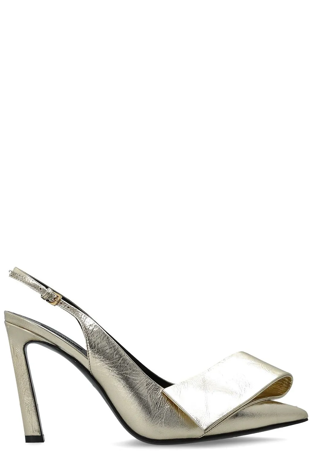 Twisted Ribbon Metallic Slingback Pumps