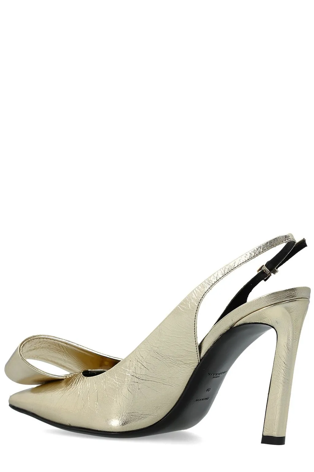 Twisted Ribbon Metallic Slingback Pumps