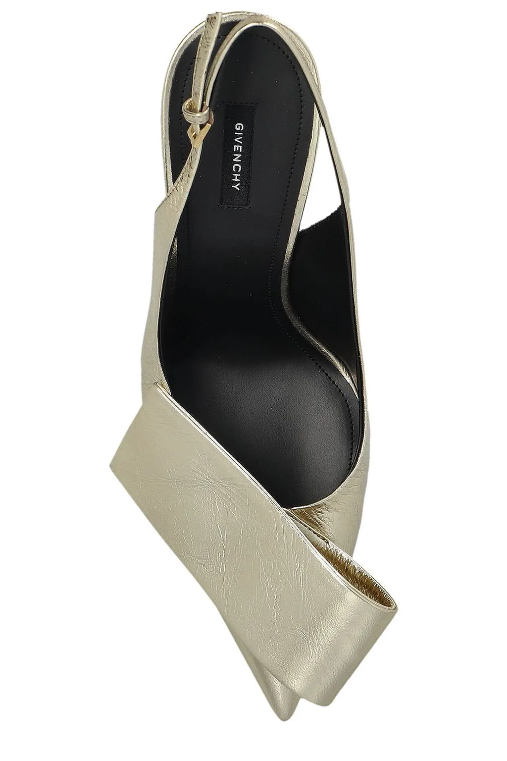 Twisted Ribbon Metallic Slingback Pumps