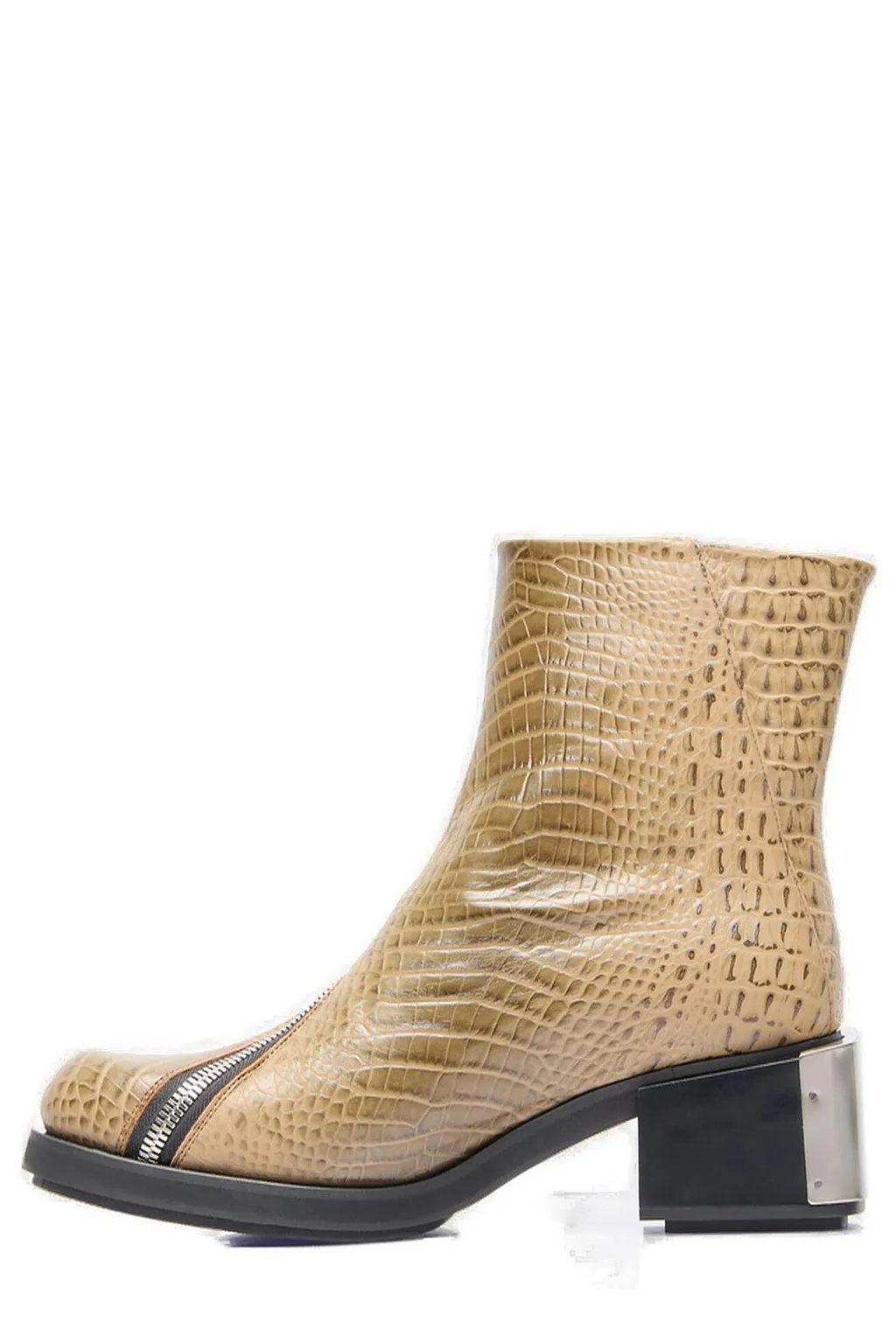 Gmbh Ergonomic Zip-Detailed Embossed Riding Ankle Boots