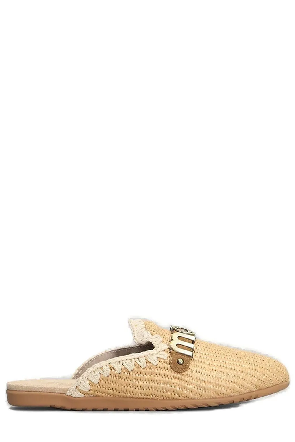 100% Raffia Logo Lettering Wovened Sandals