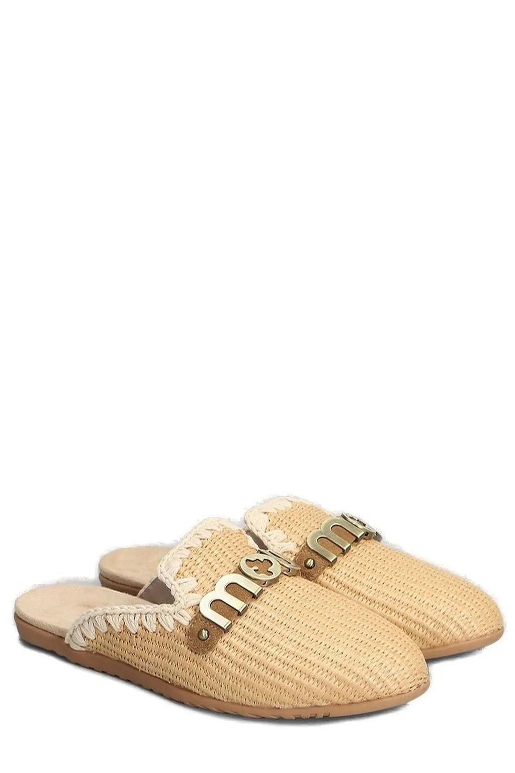 100% Raffia Logo Lettering Wovened Sandals