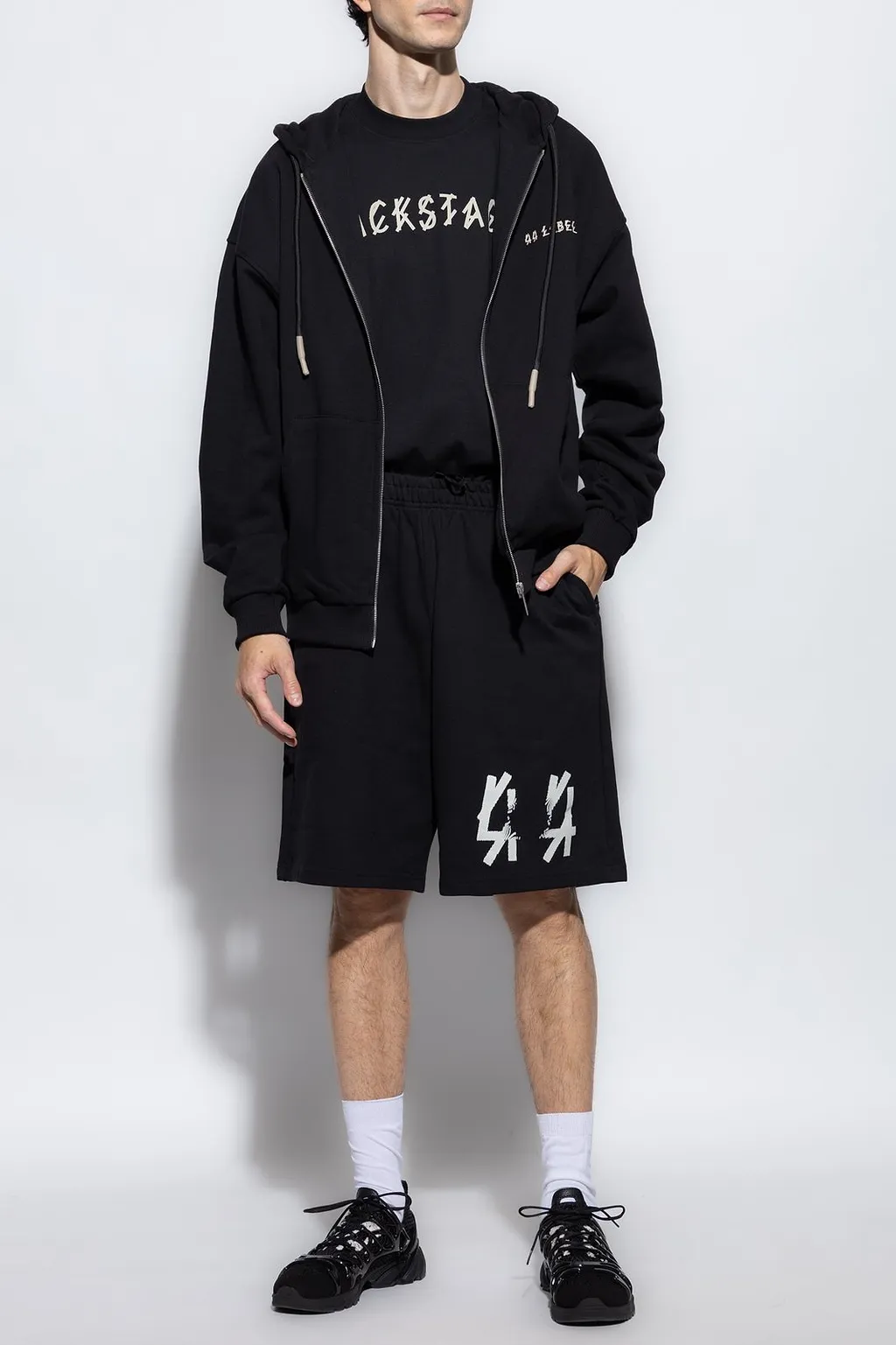44 Label Group Logo Printed Zip-Up Hoodie