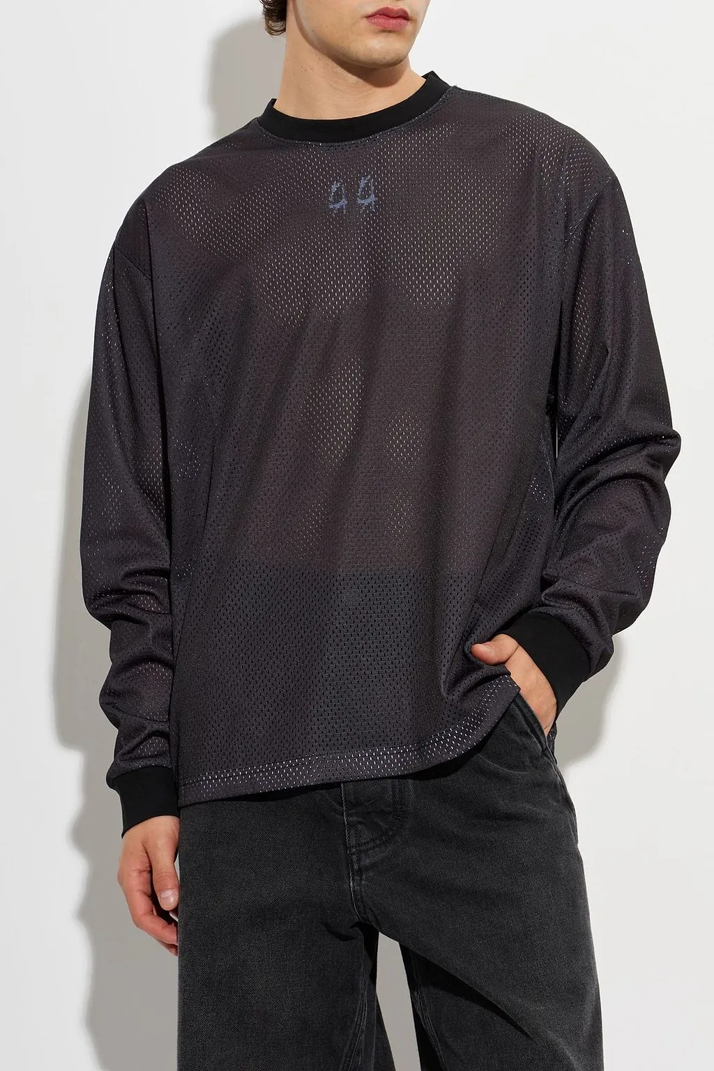 44 Label Group Mesh Logo Long Sleeve T-Shirt