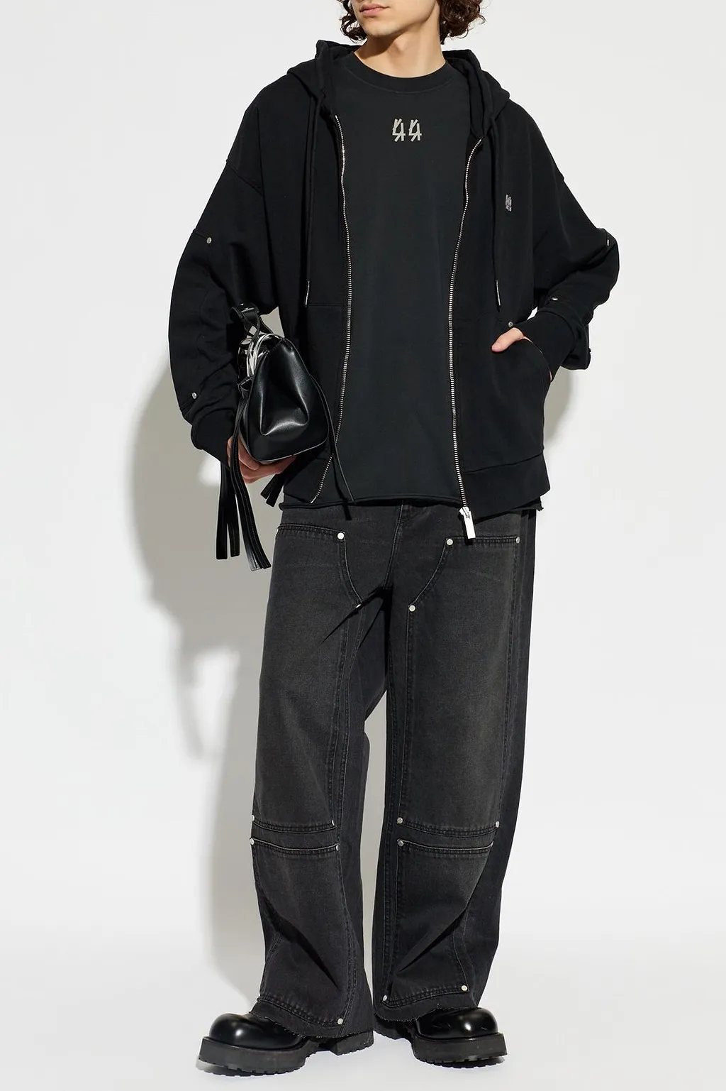 44 Label Group Studded Zip-Up Hoodie