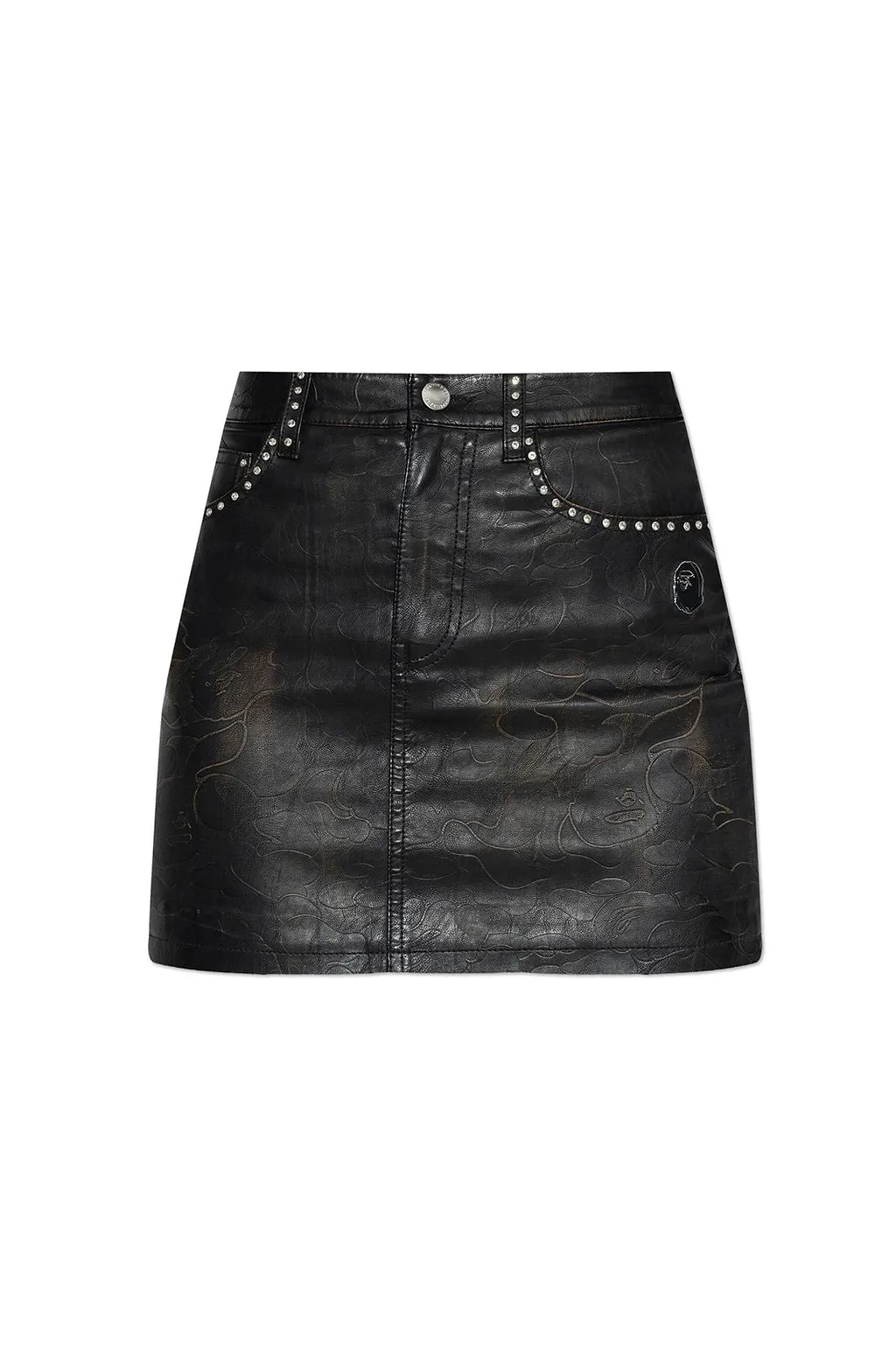 A Bathing Ape® Studded Eco Leather Mini Skirt