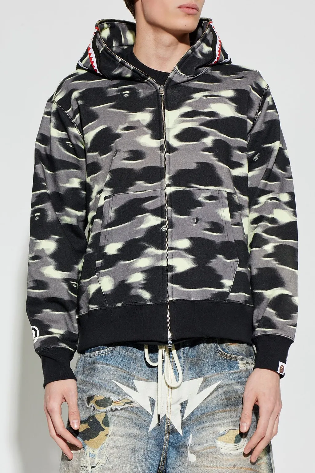 A Bathing Ape® Zip-Up Patterned Hoodie