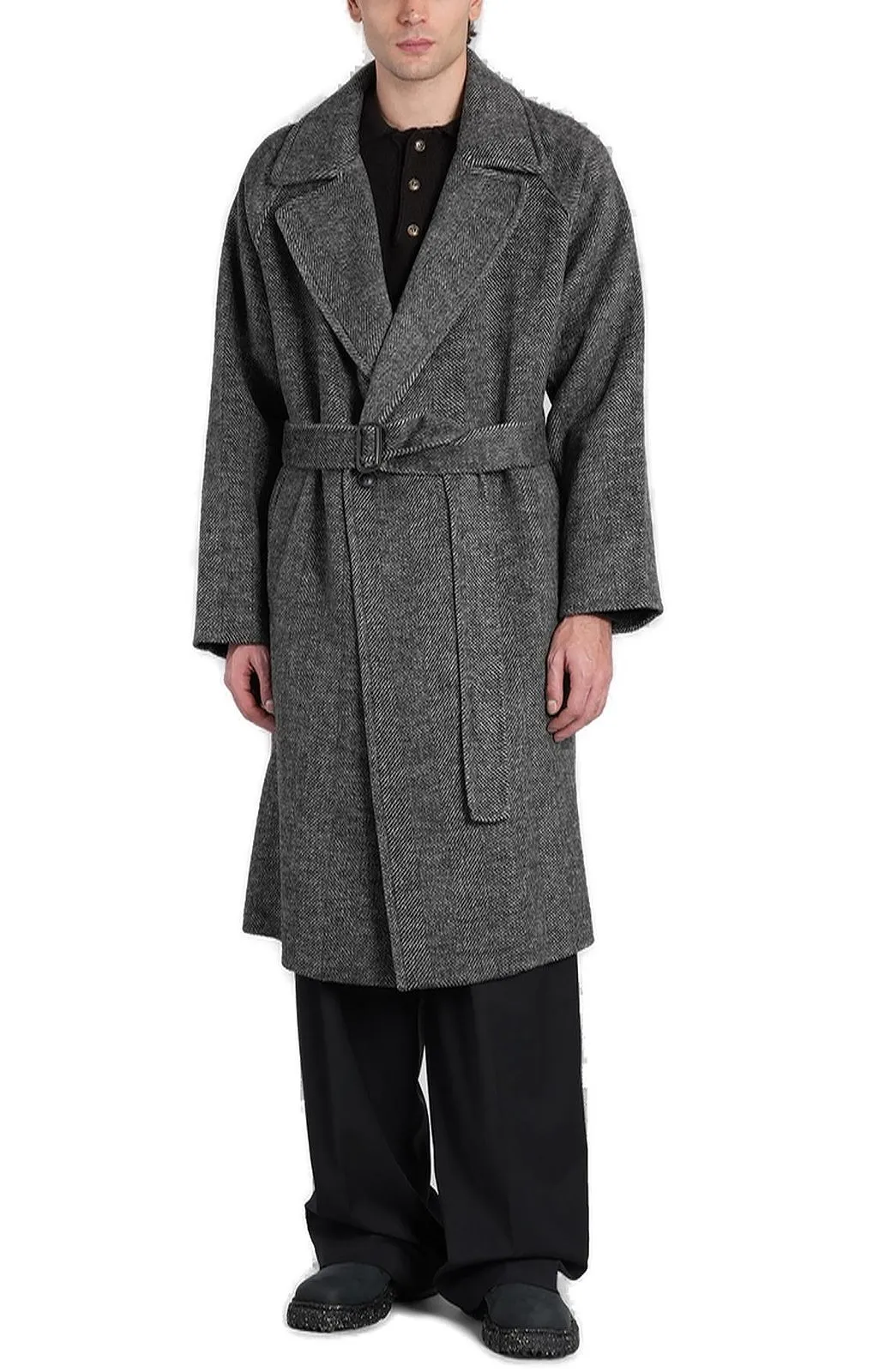 A Paper Kid Belted Waist Long Sleeved Coat