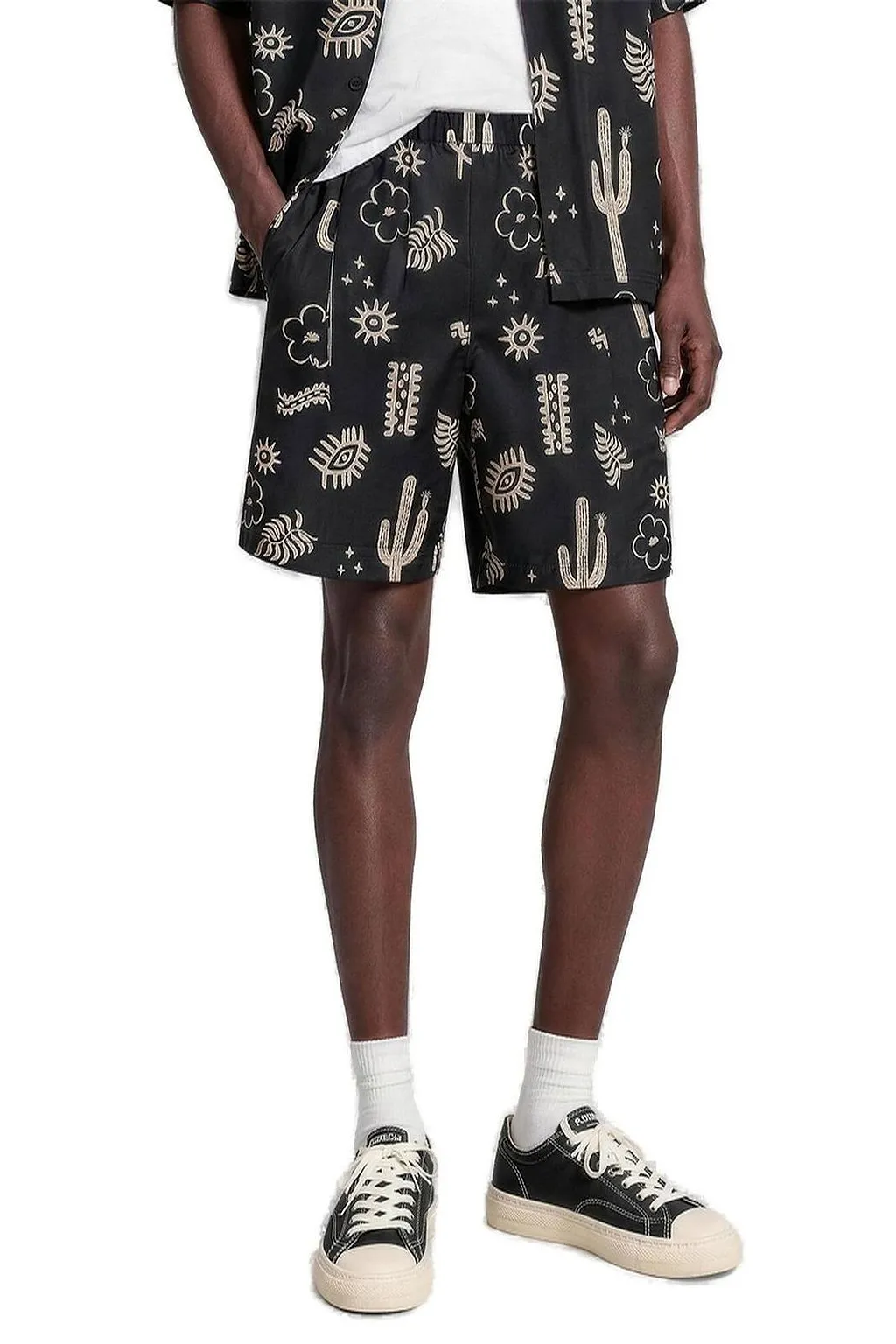 A Paper Kid Logo Patch Graphic-Print Shorts
