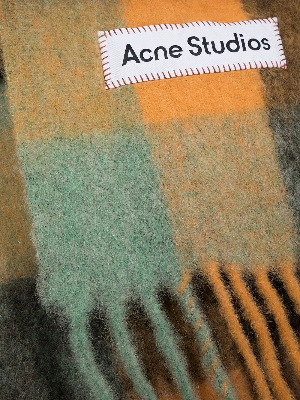 Acne Studios Logo Patch Checked Scarf