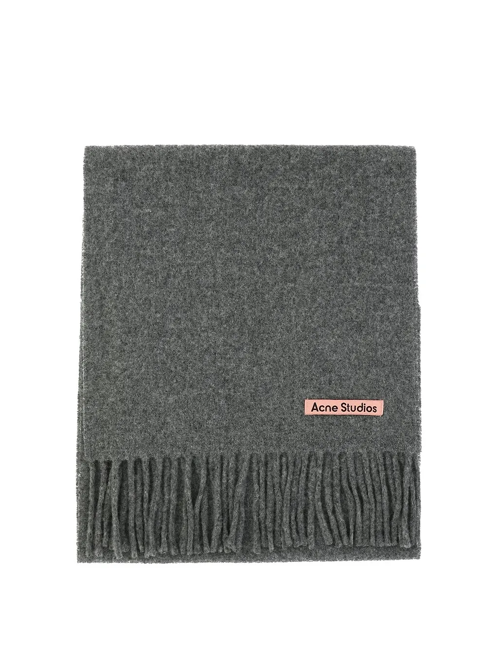 Acne Studios Logo Patch Fringed Edge Scarf
