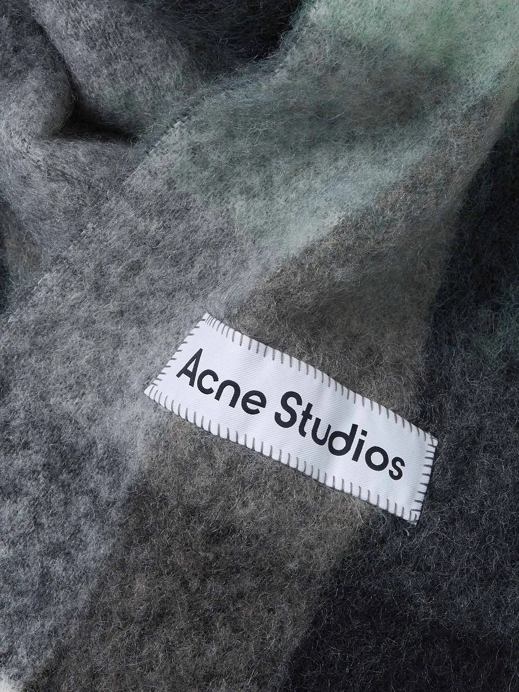 Acne Studios Logo Patch Checked Scarf