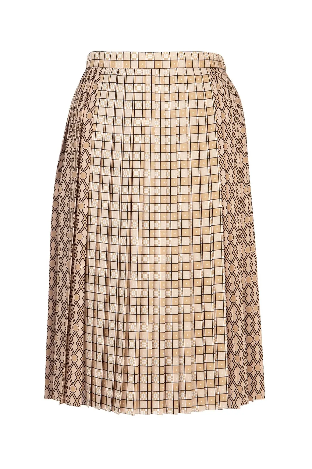 Burberry Contrast Pattern Pleated Skirt