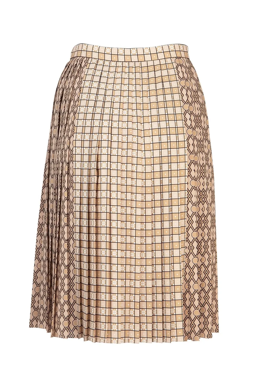 Burberry Contrast Pattern Pleated Skirt
