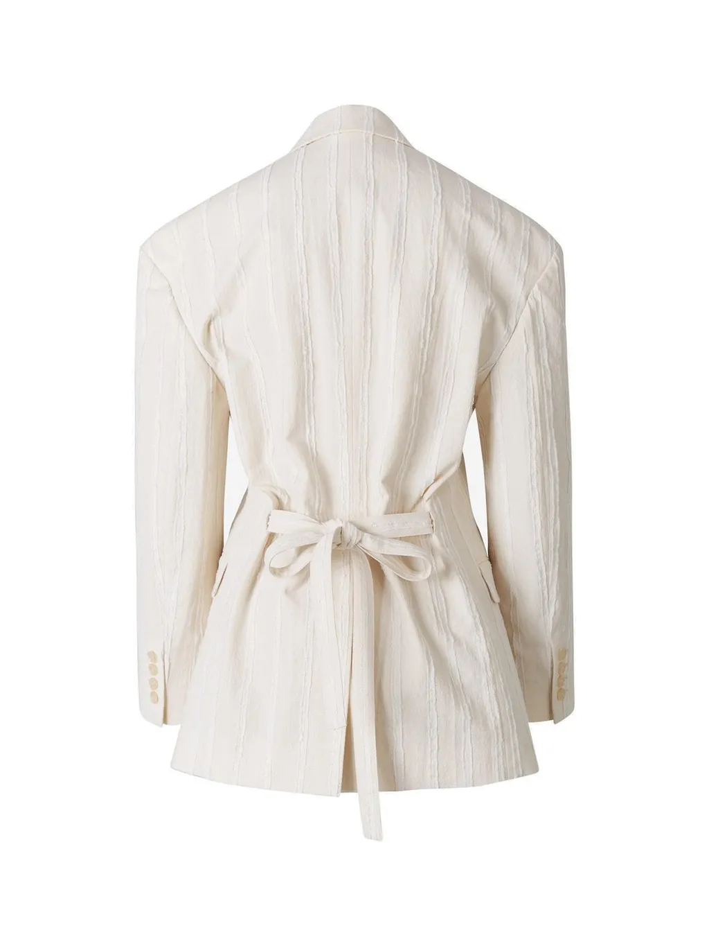 Striped Belt-Waisted Blazer