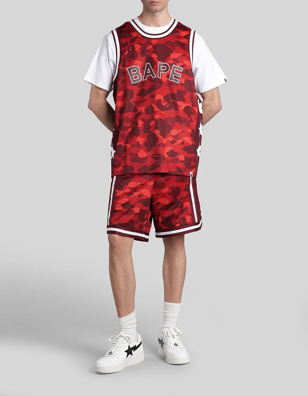 A Bathing Ape Camouflage-Print V-Neck Tank Top