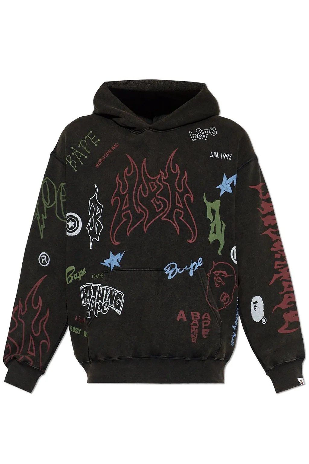 A Bathing Ape® Flame Logo Printed Hoodie