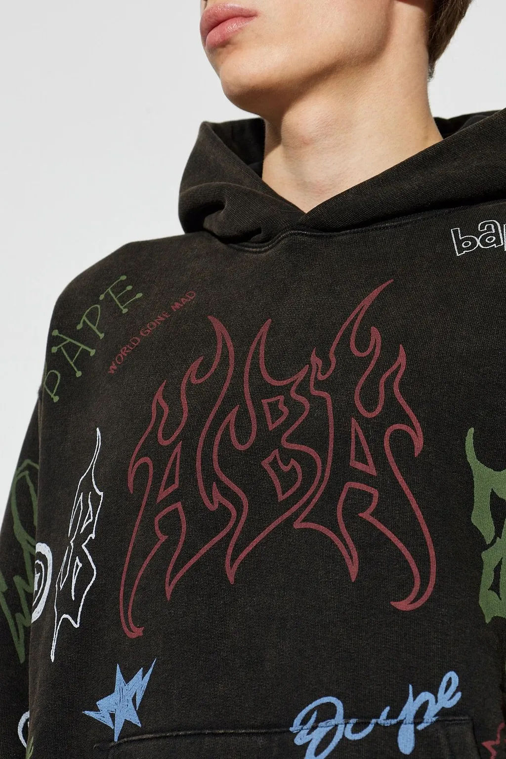 A Bathing Ape® Flame Logo Printed Hoodie