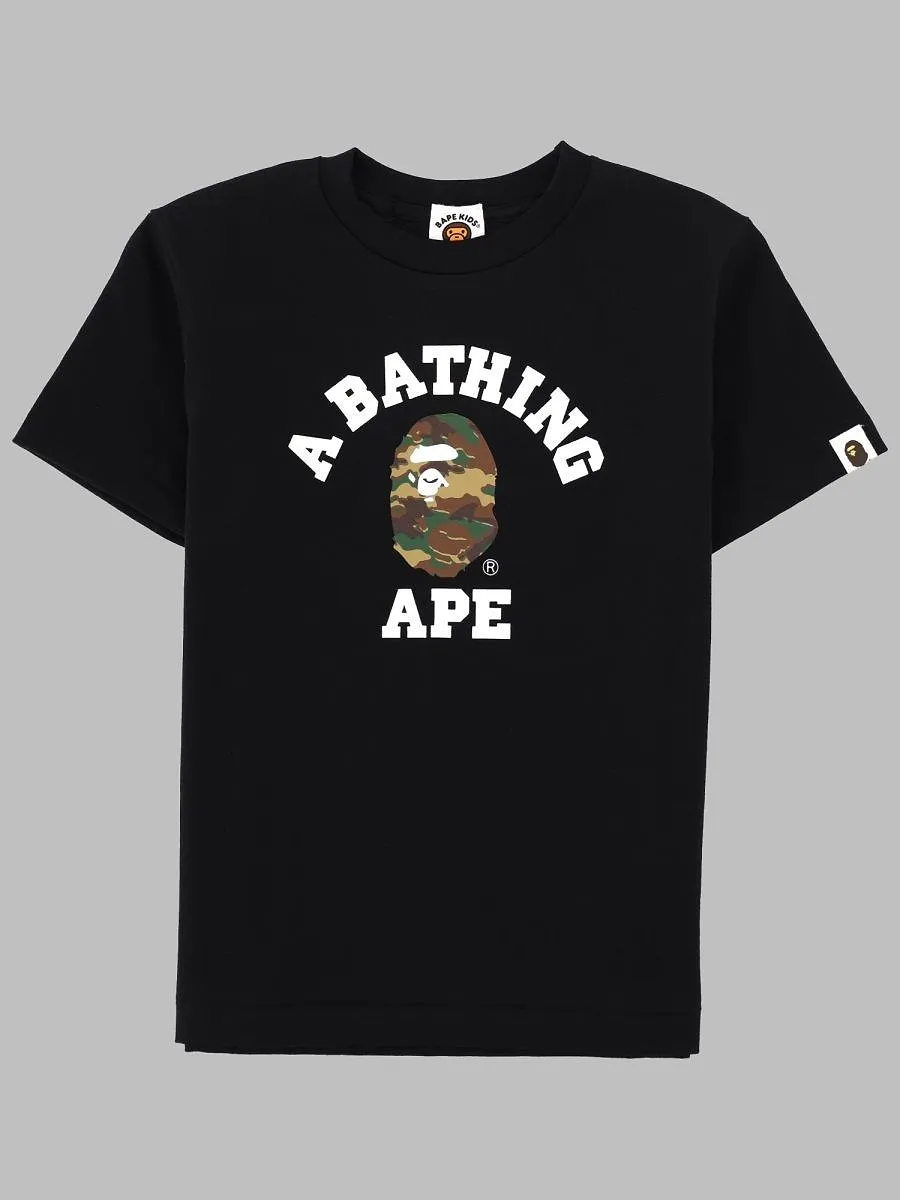 A Bathing Ape® Kids Camo College Logo T-Shirt