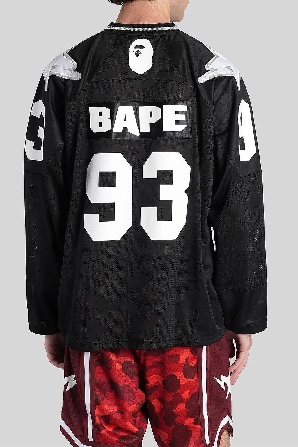 A Bathing Ape® Logo-Print Long Sleeved V-Neck T-Shirt